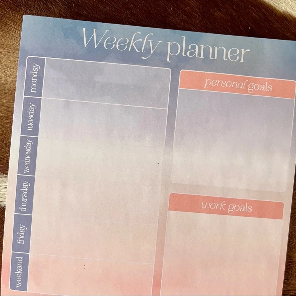 🏷️🎉🆕 kawaii blue pink ombre weekly planner desktop memo pad